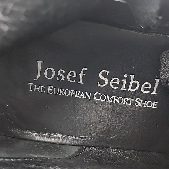 Josef Seibel Black Leather Ankle Boots White Stitching Square Toe & Heel Size 39 - Picture 12 of 16